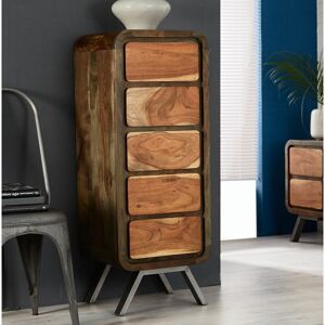 VERTY FURNITURE Retro Metal & Wood Tallboy Chest - Two-Tone VERTY FURNITURE Retro Metal & Wood Tallboy Chest - Two-Tone