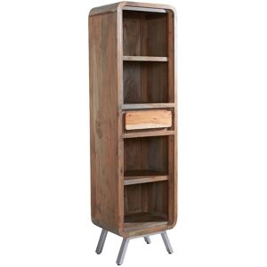 Verty Furniture - Retro Wood & Metal Slim Bookcase - Two-Tone Verty Furniture - Retro Wood & Metal Slim Bookcase - Two-Tone