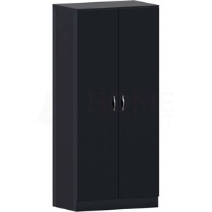 HOME DISCOUNT Riano 2 Door Wardrobe With Hanging Rail & Storage Shelf, Black HOME DISCOUNT Riano 2 Door Wardrobe With Hanging Rail & Storage Shelf, Black