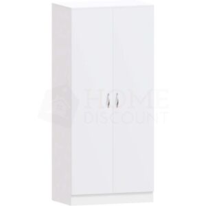 HOME DISCOUNT Riano 2 Door Wardrobe With Hanging Rail & Storage Shelf, White HOME DISCOUNT Riano 2 Door Wardrobe With Hanging Rail & Storage Shelf, White