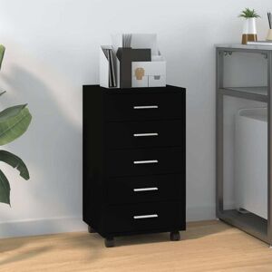 Drawer Cabinet with Castors Black Engineered Wood Vidaxl Drawer Cabinet with Castors Black Engineered Wood Vidaxl