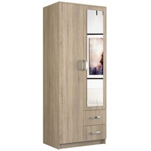 Hucoco roma wardrobe - Modern storage closet with mirror - 2 doors, 2 drawers Hucoco roma wardrobe - Modern storage closet with mirror - 2 doors, 2 drawers