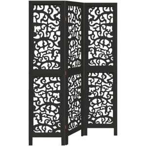 Room Divider 3 Panels Black Solid Wood Paulownia vidaXL Room Divider 3 Panels Black Solid Wood Paulownia vidaXL