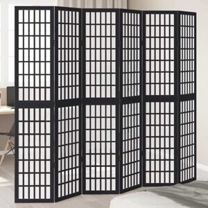 vidaXL Black 6-Panel Solid Wood Room Divider - Interior Privacy Screen vidaXL Black 6-Panel Solid Wood Room Divider - Interior Privacy Screen