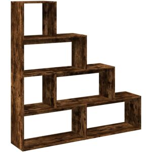 vidaXL Smoked Oak 4-Tier Room Divider Bookcase - Storage & Organizer vidaXL Smoked Oak 4-Tier Room Divider Bookcase - Storage & Organizer