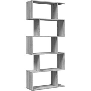 Room Divider Bookcase 5-Tier Grey Sonoma 70x24x161 cm Engineered Wood vidaXL Room Divider Bookcase 5-Tier Grey Sonoma 70x24x161 cm Engineered Wood vidaXL