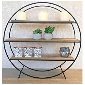 MARCO PAUL Round Wire Wood Shelving Unit, 3 Shelves Freestanding Shelf Modern Shelf Retro Style Storage Display Unit MARCO PAUL Round Wire Wood Shelving Unit, 3 Shelves Freestanding Shelf Modern Shelf Retro Style Storage Display Unit