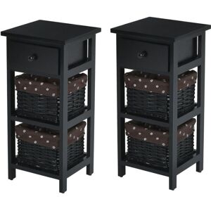 COSTWAY 2 PCS Nightstand 3-Tier Bedside Sofa Table Modern Bedroom Side Table w/2 Baskets COSTWAY 2 PCS Nightstand 3-Tier Bedside Sofa Table Modern Bedroom Side Table w/2 Baskets