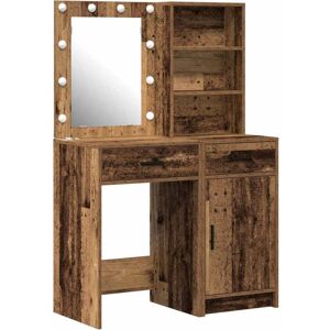 Dressing Table Set with Drawer 2 pcs Old wood Engineered wood vidaXL Dressing Table Set with Drawer 2 pcs Old wood Engineered wood vidaXL