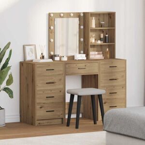 Dressing Table 3 pcs Brown 40 x 41 x 135 cm Engineered wood vidaXL Dressing Table 3 pcs Brown 40 x 41 x 135 cm Engineered wood vidaXL