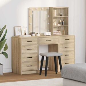 Dressing Table 3 pcs Brown 40 x 41 x 135 cm Engineered wood vidaXL Dressing Table 3 pcs Brown 40 x 41 x 135 cm Engineered wood vidaXL