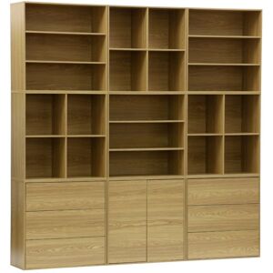 Sweeek - Shelf kit, modular bookshelf wood decor 9 elements, Kompo, Light wood, 210x35x210 cm Sweeek - Shelf kit, modular bookshelf wood decor 9 elements, Kompo, Light wood, 210x35x210 cm