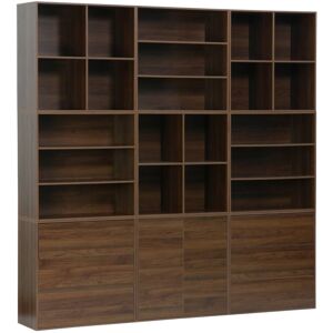 Sweeek - Shelf kit, modular bookshelf wood decor 9 elements, Kompo, Walnut, 210x35x210 cm Sweeek - Shelf kit, modular bookshelf wood decor 9 elements, Kompo, Walnut, 210x35x210 cm