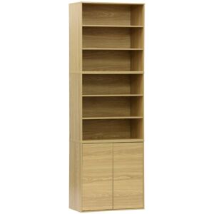 Sweeek - Shelf, modular bookcase with oak wood decor, 3 elements, 2 doors, 5 shelves, 70x35x210 cm - Kompo Sweeek - Shelf, modular bookcase with oak wood decor, 3 elements, 2 doors, 5 shelves, 70x35x210 cm - Kompo