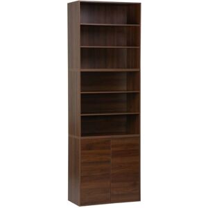 Sweeek - Shelf, modular bookcase with walnut wood decor, 3 elements, 2 doors, 5 shelves, 70x35x210 cm, Kompo Sweeek - Shelf, modular bookcase with walnut wood decor, 3 elements, 2 doors, 5 shelves, 70x35x210 cm, Kompo