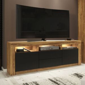 Creative Furniture - Shine tv Unit - Dark Oak with Black Matt Doors & led - 160cm Creative Furniture - Shine tv Unit - Dark Oak with Black Matt Doors & led - 160cm