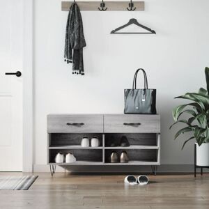 Shoe Bench Grey Sonoma 102x35x55 cm Engineered Wood Vidaxl Shoe Bench Grey Sonoma 102x35x55 cm Engineered Wood Vidaxl