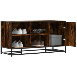 Shoe Bench Smoked Oak 100x40x53.5 cm Engineered Wood and Metal Vidaxl Shoe Bench Smoked Oak 100x40x53.5 cm Engineered Wood and Metal Vidaxl