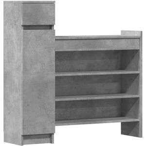 vidaXL Concrete Grey Shoe Cabinet - Shoe Storage - Engineered Wood vidaXL Concrete Grey Shoe Cabinet - Shoe Storage - Engineered Wood