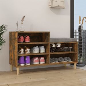 vidaXL Smoked Oak Shoe Cabinet - Engineered Wood Storage Rack vidaXL Smoked Oak Shoe Cabinet - Engineered Wood Storage Rack