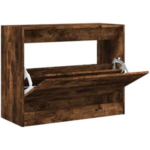 vidaXL Smoked Oak Shoe Cabinet - 4 Flip-Drawers, 80x34x63 cm vidaXL Smoked Oak Shoe Cabinet - 4 Flip-Drawers, 80x34x63 cm