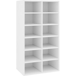 vidaXL White Shoe Rack - Engineered Wood Storage - 12 Compartments vidaXL White Shoe Rack - Engineered Wood Storage - 12 Compartments