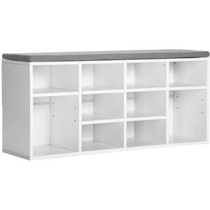 Dewdat - Shoe racks Wooden Shoe Bench Storage Shoe Cabinet Rack Hallway Cupboard Organizer with Seat Cushion 104 x 30 x 48 cm, 10-Grids, White Dewdat - Shoe racks Wooden Shoe Bench Storage Shoe Cabinet Rack Hallway Cupboard Organizer with Seat Cushion 104 x 30 x 48 cm, 10-Grids, White