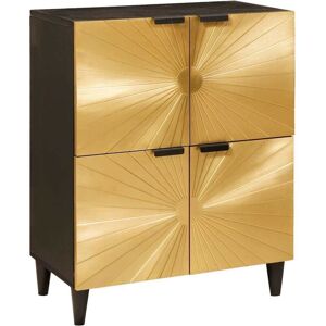 Side Cabinet Black and Gold 60 x 33.5 x 75 cm Solid mango wood vidaXL Side Cabinet Black and Gold 60 x 33.5 x 75 cm Solid mango wood vidaXL