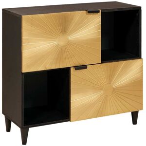 Side Cabinet Black and Gold 80 x 33.5 x 75 cm Solid mango wood vidaXL Side Cabinet Black and Gold 80 x 33.5 x 75 cm Solid mango wood vidaXL
