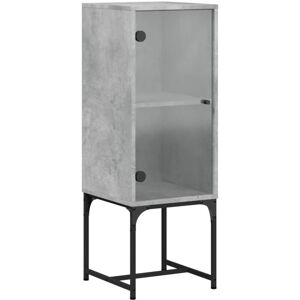 Side Cabinet with Glass Doors Concrete Grey 35x37x100 cm vidaXL Side Cabinet with Glass Doors Concrete Grey 35x37x100 cm vidaXL