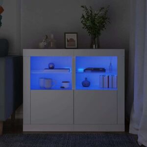 vidaXL White 2 pcs Side Cabinet with LED Lights - Sideboard Storage Furniture vidaXL White 2 pcs Side Cabinet with LED Lights - Sideboard Storage Furniture