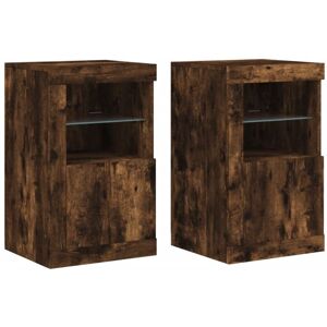 vidaXL Smoked Oak 2-Piece LED Side Cabinets - Sideboard vidaXL Smoked Oak 2-Piece LED Side Cabinets - Sideboard