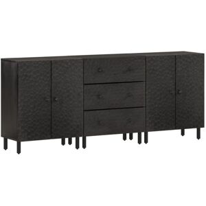 Side Cabinets 3 pcs Black 60x33x75 cm Solid Wood Mango vidaXL Side Cabinets 3 pcs Black 60x33x75 cm Solid Wood Mango vidaXL