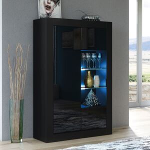 Olivia Furniture - Arcadia Display Cabinet 140cm - Black with Gloss Doors & led Olivia Furniture - Arcadia Display Cabinet 140cm - Black with Gloss Doors & led