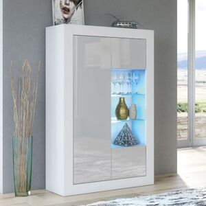 Olivia Furniture - Arcadia Display Cabinet 140cm - White with Grey Gloss Doors & led Olivia Furniture - Arcadia Display Cabinet 140cm - White with Grey Gloss Doors & led