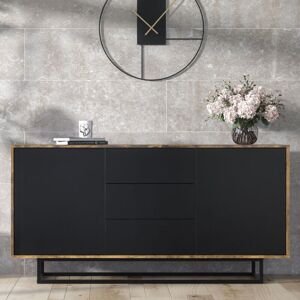 OLIVIA FURNITURE Vista Sideboard 140cm - Rustic with Black Matt Doors OLIVIA FURNITURE Vista Sideboard 140cm - Rustic with Black Matt Doors