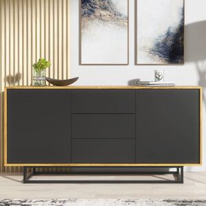 Olivia Furniture - Vista Sideboard 140cm - Dark Oak with Black Matt Doors Olivia Furniture - Vista Sideboard 140cm - Dark Oak with Black Matt Doors