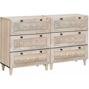 Sideboard 2 pcs White 60 x 33 x 75 cm Solid mango wood vidaXL Sideboard 2 pcs White 60 x 33 x 75 cm Solid mango wood vidaXL