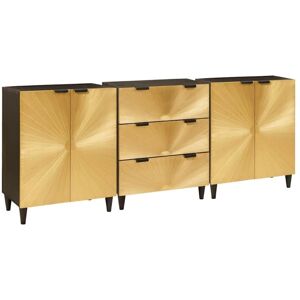 Sideboard 3 pcs Black and Gold 60 x 33 x 75 cm Solid mango wood vidaXL Sideboard 3 pcs Black and Gold 60 x 33 x 75 cm Solid mango wood vidaXL