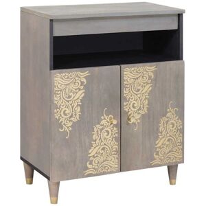 Sideboard Grey and Gold 60 x 33.5 x 75 cm Solid Mango wood vidaXL Sideboard Grey and Gold 60 x 33.5 x 75 cm Solid Mango wood vidaXL