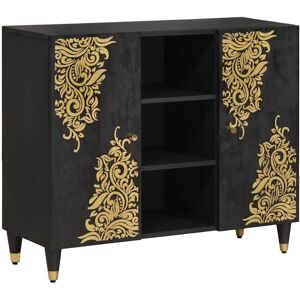 Sideboard with Shelf Black 90 x 33 x 75 cm Solid Mango Wood vidaXL Sideboard with Shelf Black 90 x 33 x 75 cm Solid Mango Wood vidaXL