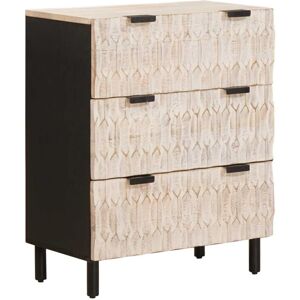 Sideboard White Wash Finish 60 x 33 x 75 cm Solid Mango Wood vidaXL Sideboard White Wash Finish 60 x 33 x 75 cm Solid Mango Wood vidaXL