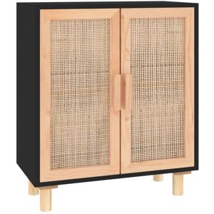 Vidaxl - Sideboard Black 60x30x70 cm Solid Wood Pine and Natural Rattan Vidaxl - Sideboard Black 60x30x70 cm Solid Wood Pine and Natural Rattan