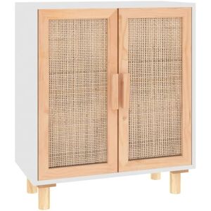 Sideboard White 60x30x70 cm Solid Wood Pine and Natural Rattan vidaXL Sideboard White 60x30x70 cm Solid Wood Pine and Natural Rattan vidaXL
