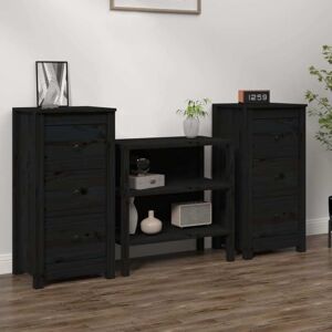 Sideboards 2 pcs Black 40x35x80 cm Solid Wood Pine vidaXL Sideboards 2 pcs Black 40x35x80 cm Solid Wood Pine vidaXL