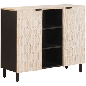 Sideboard White Wash Finish 90 x 33 x 75 cm Solid Mango Wood vidaXL Sideboard White Wash Finish 90 x 33 x 75 cm Solid Mango Wood vidaXL