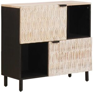 Sideboard White Wash Finish 80 x 33 x 75 cm Solid Mango Wood vidaXL Sideboard White Wash Finish 80 x 33 x 75 cm Solid Mango Wood vidaXL