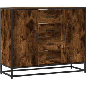 Sideboard Smoked Oak 92x35x76 cm Engineered Wood Vidaxl Sideboard Smoked Oak 92x35x76 cm Engineered Wood Vidaxl