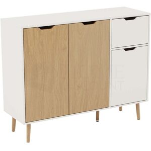 Home Discount - Sideboard Storage Cupboard Cabinet 3 Door 1 Drawer Buffet, Oak-&-White Home Discount - Sideboard Storage Cupboard Cabinet 3 Door 1 Drawer Buffet, Oak-&-White