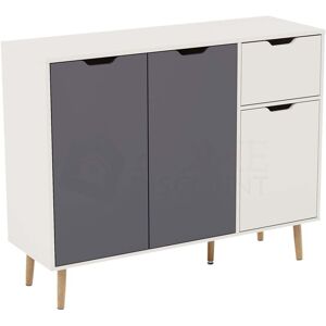 Home Discount - Sideboard Storage Cupboard Cabinet 3 Door 1 Drawer Buffet, Grey-&-White Home Discount - Sideboard Storage Cupboard Cabinet 3 Door 1 Drawer Buffet, Grey-&-White